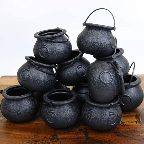 GiftExpress 24-Pack Mini Cauldron Kettles Novelty Candy Kettles for St Patrick Decoration, Pot of Gold Cauldron, Halloween Black Cauldrons Candy Holder, Witches Cauldron, Cauldron Pot Party Favors