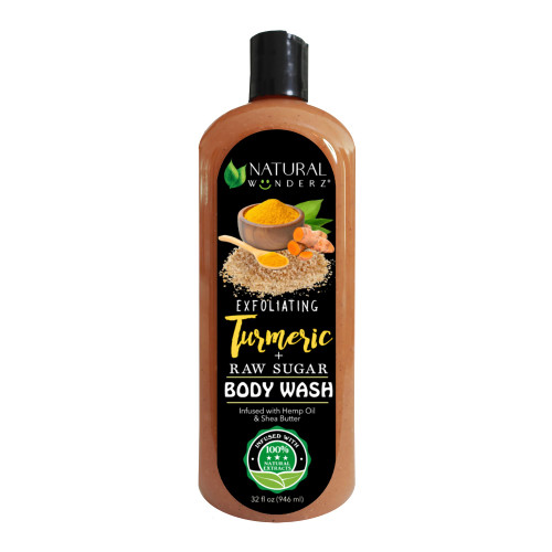 Natural Wunderz Body Wash with Turmeric and Raw Sugar, 32 Fl Oz, Exfoliating Gentle Cleanser and Shower Gel for all skin types, Vegan, Sulfate Free, and Cruelty Free Body Scrub Natural Wunderz Body Wash with Turmeric and Raw Sugar, 32 Fl Oz, Exfoliating Gentle Cleanser and Shower Gel for all skin types, Vegan, Sulfate Free, and Cruelty Free Body Scrub