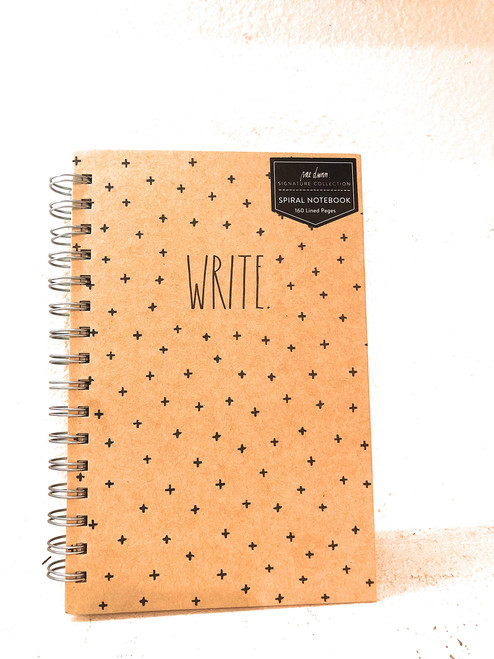 Rae Dunn WRITE Notebook - Spiral - Kraft hard cover - 160 Lined pages -8.5 x 6in