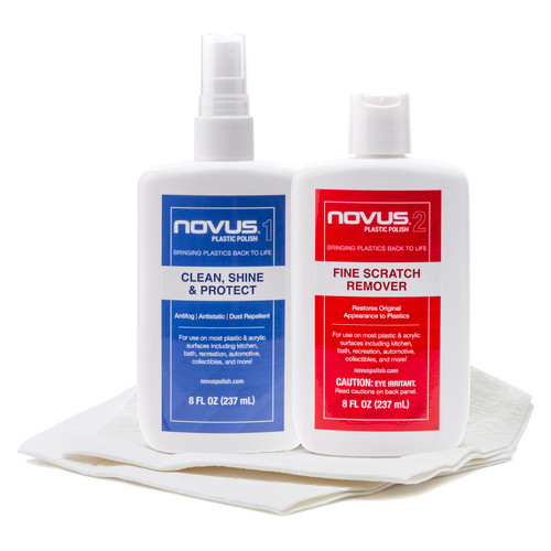 NOVUS-PK2-8 | Plastic Clean & Shine #1, Fine Scratch Remover #2 and Polish Mates Pack | 8 Ounce Bottles NOVUS-PK2-8 | Plastic Clean & Shine #1, Fine Scratch Remover #2 and Polish Mates Pack | 8 Ounce Bottles
