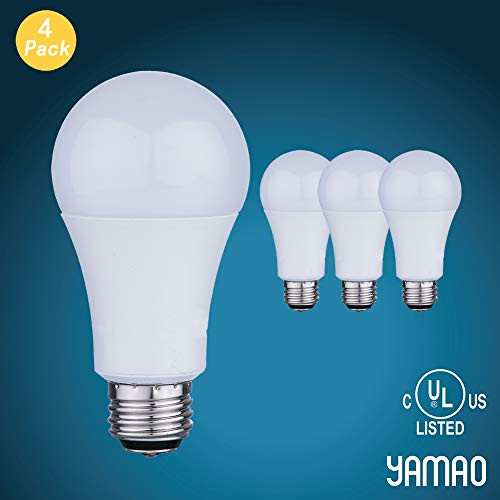 YAMAO 4 Pack A19 100W Equivalent CRI +80 Non-Dimmable 5000K Daylight LED Bulb,1600 Lumens YAMAO 4 Pack A19 100W Equivalent CRI +80 Non-Dimmable 5000K Daylight LED Bulb,1600 Lumens