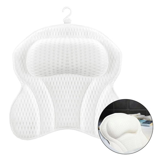 Bath Pillow with Suction Cups, Supports Neck and Shoulders Home Spa Pillows for Bathtub, Hot Tub Spa Cushion for Tub, Relaxing Headrest Bath Pillow (Irregular Shape)