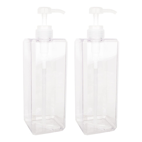 Empty Plastic Pump Bottles, Refillable Lotion Soap Dispenser Liquid Container for Kitchen or Bathroom Soaps Shampoo and Body Wash, 2 Pack (32oz/1L, clear)