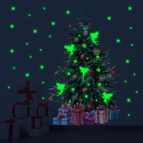 Glow in The Dark Christmas Tree Wall Decals Christmas Frosted Star Stickers Christmas Vinyl DIY Wall Art Decal Removable Christmas Window Decal for Xmas Kid Living Room Bedroom Decorations Glow in The Dark Christmas Tree Wall Decals Christmas Frosted Star Stickers Christmas Vinyl DIY Wall Art Decal Removable Christmas Window Decal for Xmas Kid Living Room Bedroom Decorations