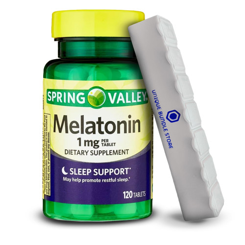 Spring Valley Melatonin 1 mg, Tablets Dietary Supplement, Melatonin 1 mg Tablets, 120 Count + 7 Day Pill Organizer Included (Pack of 1)