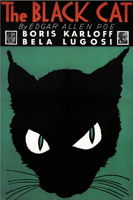 American Gift Services - Vintage Boris Karloff Bela Lugosi Edgar Allen Poe Horror Movie Poster The Black Cat - 24x36 American Gift Services - Vintage Boris Karloff Bela Lugosi Edgar Allen Poe Horror Movie Poster The Black Cat - 24x36