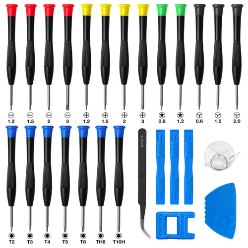 Small Screwdriver Set, VMAN 33Pcs Magnetic Precision Screwdriver with Flathead Phillips Screwdrivers Pentalobe Torx Star Screwdrivers Tweezers for Repairing Smartphone Laptop Eyeglass Watch