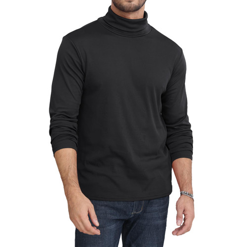 Lexiart Men's Casual Long Sleeve Turtleneck T-Shirts Basic Thermal Stretchy Pullover Undershirt Black