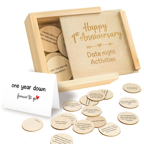 STOFINITY 1 Year Anniversary Wooden Gifts for Boyfriend Girlfriends - One Year Anniversary Wood Gifts for Him Her, First Gift Anniversary for Husband Wife, 1st Wedding Gift for Couples Date Night Box