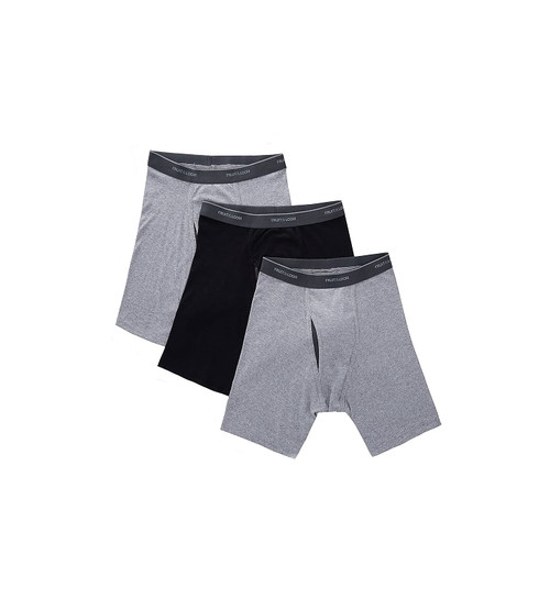 Fruit of the Loom Men's Coolzone Fly Black/Grey Boxer Brief - 3 Pack, Black/Gray, Medium