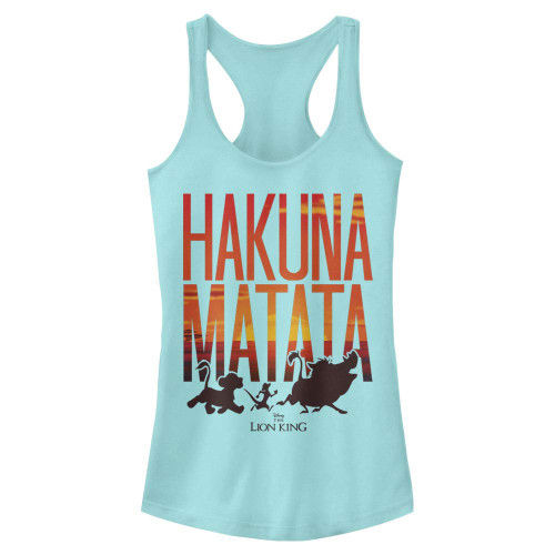 Disney Junior's Lion King Sunset Matata Slim Fit, Scoop Hem Racerback Tank, Cancun, Large Disney Junior's Lion King Sunset Matata Slim Fit, Scoop Hem Racerback Tank, Cancun, Large