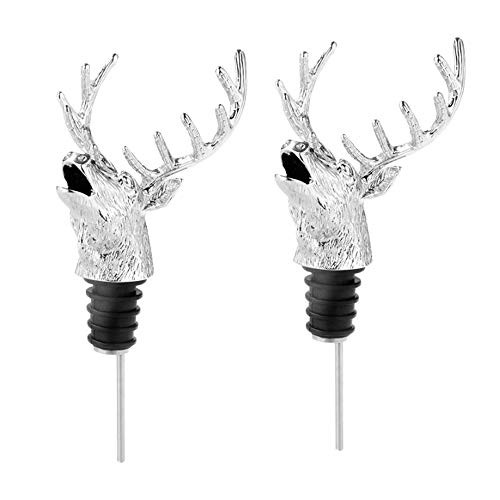 Wine Stopper Pourer, Caliamary Metal Wine Aerator Pourer with Silicone Rubber Fitting, Christmas Deer Head Pourable Cute Wine Stopper, Wine Tools Gifts