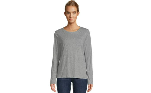 Time and Tru Women's Long Sleeve T-Shirt (as1, Alpha, x_l, Regular, Regular, Medium Grey Heather)