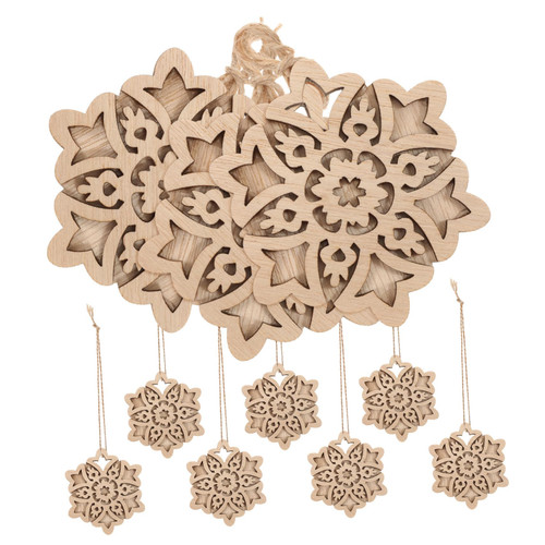 EXCEART 30 Pcs Double Decorative Wood Chips Wooden Snowflake Ornament Xmas Gifts Tag Craft Ornaments Wood Decor Wood Christmas Ornaments for Crafts 7c Billet Christmas Tree Rope