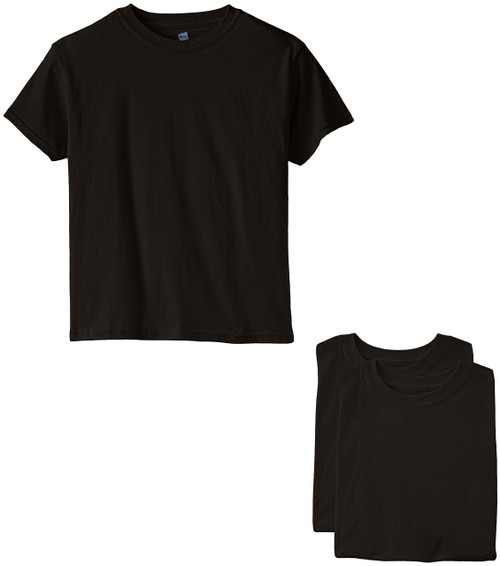 Hanes Big Boys' Essentials Short Sleeve T-shirt Value Pack (3-pack), Black, Large