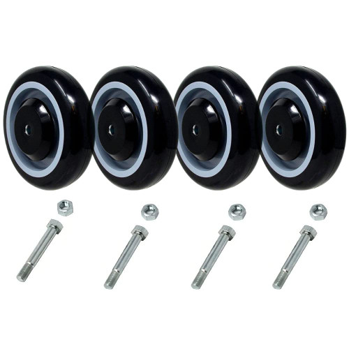 FOVERSWIVE 5 inch Shopping Cart Wheels, Polyurethane Cart Wheels Replacement kit- Loading Capacity 1400 LB(Set of 4 with Axle)