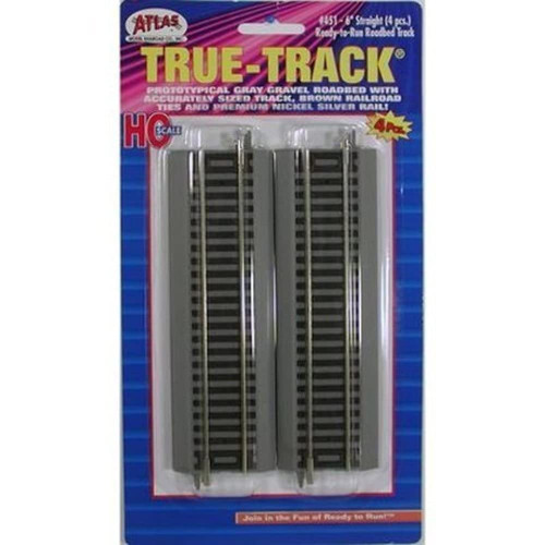 True-Track 6" Straight Section (4) HO Scale Atlas Trains