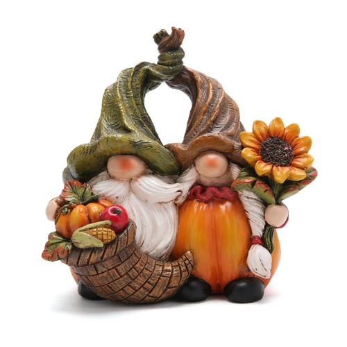 Hodao Harvest Love?Thanksgiving Pumpkin Gnome Couple Embrace Figurines-Adorable Fall Pumpkin Gnomes Home Indoor Tabletop Decoration-Fall Thanksgiving Gifts