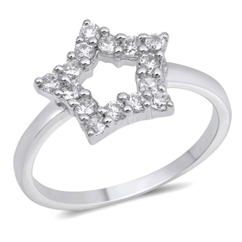 Star Micro Pave Clear CZ Cute Ring New .925 Sterling Silver Band Size 8