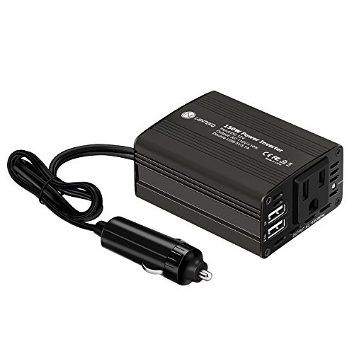 WINTEKD 150W Car Power Inverter DC 12V to 110V AC Converter with 3.1A Dual USB Charger Adapter (Black)