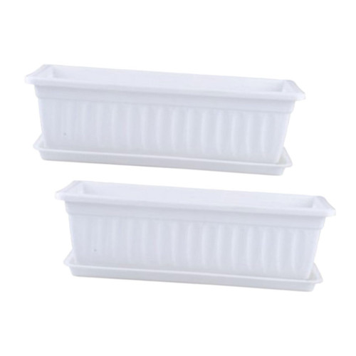 NOLITOY Rectangular Flower Pots Fence Plant Pot Window Plant Holder Indoor Plastic Planter White tiestos para Exterior Plants Outdoor 2pcs Hanging Rail Planter