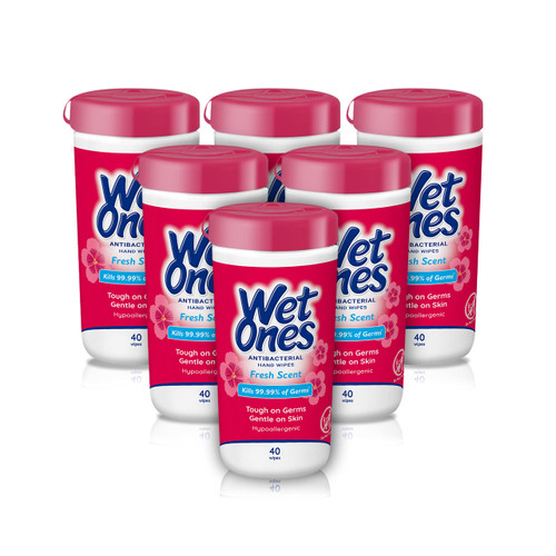 Wet Ones Antibacterial?Hand Wipes,?Fresh Scent Wipes | Antibacterial Wipes, Hand Sanitizer Wipes, Wet Ones Wipes, 40 ct. Canister (6 pack)