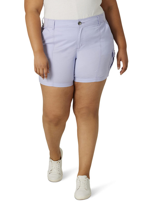 Lee Women's Size Flex-to-Go Mid-Rise Seamed Cargo Short, Lavender, 24 Plus Medium