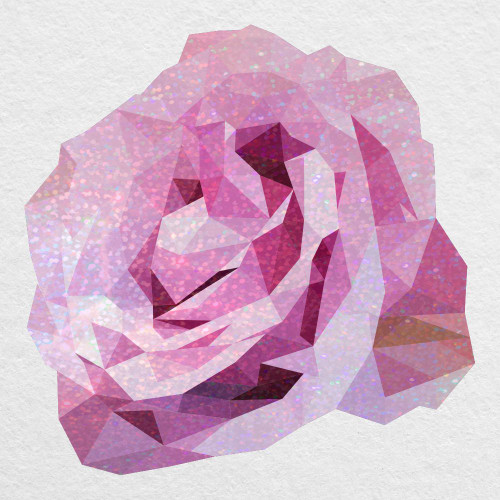 Low Poly Rose in Purple - 8" Printed Glitter Vinyl Decal - for Cars, Trucks, SUVs and More!