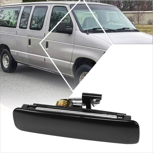 PM PERFORMOTOR Rear Right Passenger Side Door Pull Handle Compatible with 92-07 Ford E-Series Econoline/Club Wagon,Smooth Black