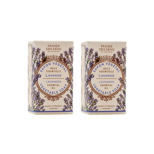Panier des Sens Shea butter bar soap - 95% natural & Made in France - 2 bars, 7oz/200g each (Lavender)