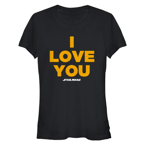 STAR WARS Junior's Princess Leia I Love You T-Shirt - Black - X Large