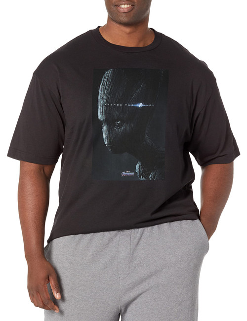 Marvel Big & Tall Groot Avenge Men's Tops Short Sleeve Tee Shirt, Black, XX-Large
