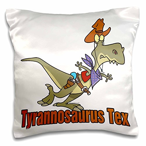 3dRose pc_104440_1 Tyrannosaurus Rex Tex Cowboy Dinosaur-Pillow Case, 16 by 16"