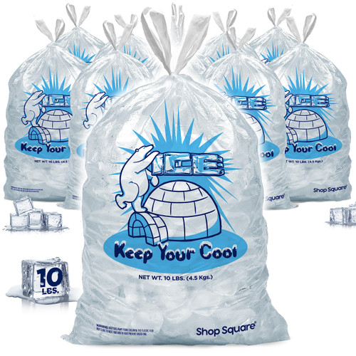 Plastic Ice Bags 10 lb. with Drawstring - 100 Pack Reusable Ice Bags, 11 x 20 Inch Heavy-Duty Ice Bags for Ice Machine, Ice Storage Bags with Plastic Drawstring for Freezer