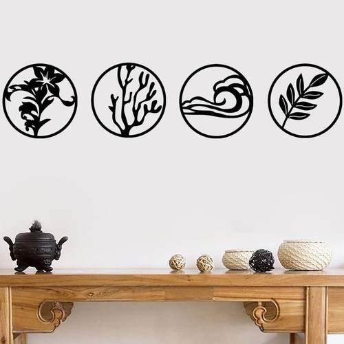 OYuYeaD Flowers And Plants Minimalist Wood Wall Art Flowers And Plants Wall Decor - Geometric Design Wall Art- Bedroom Decor - Housewarming Gift