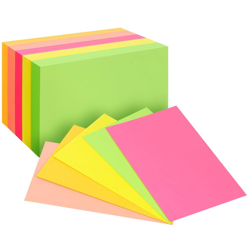 Index Cards 4x6,Neon Color Index Flashcards,Blank Index Cards Colored Heavy Card Stock Note Cards Study Cards Photo Paper,Recipe Cards,Postcards