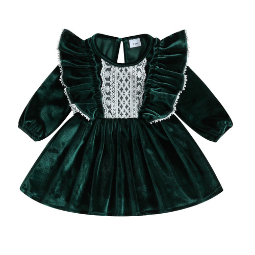 Baby Girls Velvet Vintage Dress Lace Ruffle Long Sleeve Princess A-Line Tutu Dress Fall Winter Clothes (Green,3-6 Months) Baby Girls Velvet Vintage Dress Lace Ruffle Long Sleeve Princess A-Line Tutu Dress Fall Winter Clothes (Green,3-6 Months)