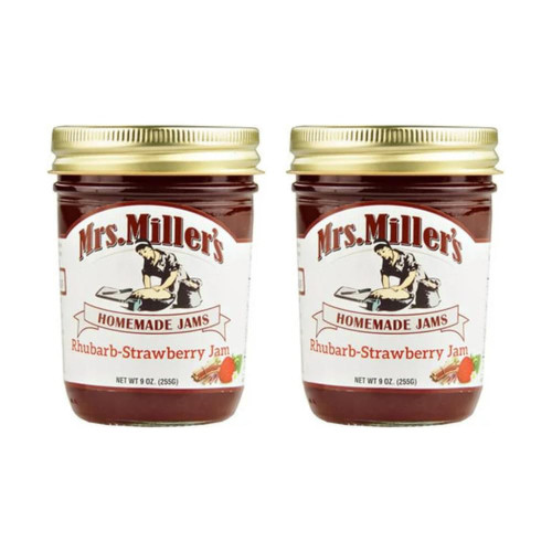 Mrs. Miller's Rhubarb Strawberry Jam 9 Ounce (Pack of 2) Mrs. Miller's Rhubarb Strawberry Jam 9 Ounce (Pack of 2)