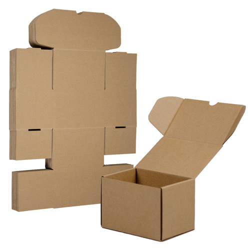 HESESOH 6x4x4 Inches Shipping Boxes Set of 25, Brown Corrugated Cardboard Box Literature Mailer for Packing Small Business
