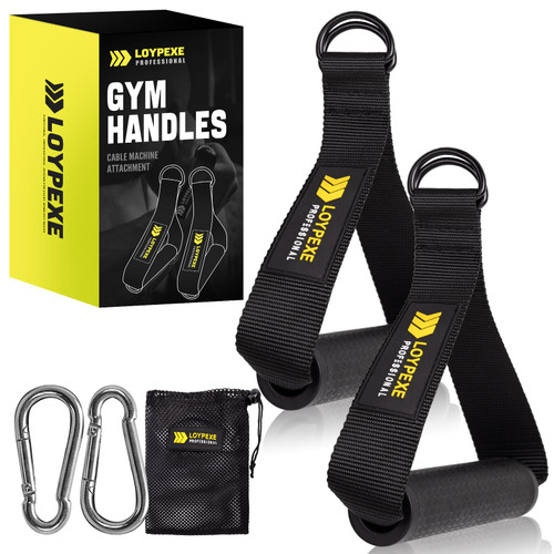 LOYPEXE Exercise Handle, Heavy Duty Cable Handles Gym Equipment Silicone Grip Attachments for Cable Machine Pulleys Replacement Resistance Band Workout Handles Grip Home Gym