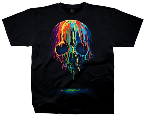 Liquid Blue Men's Melting Skull T-Shirt, Black, Large