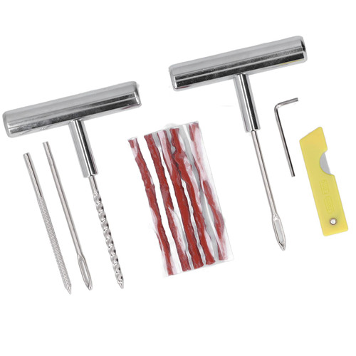 Tire Repair Kit, Cutting Knife 11Pcs T Handle String Plug Rasp Tires Patch Tools with Storage Box for Vehicle