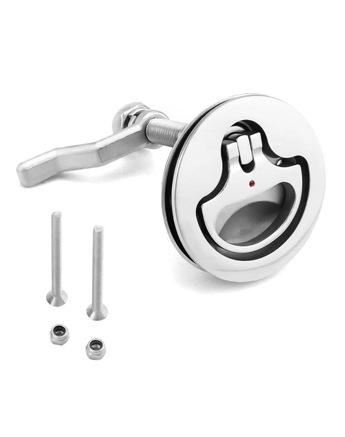 QWORK Boat Cam Latch, Marine 316 Stainless Steel Marine Hatch Pull, Flush Pull Hatch Lift, Marine Slam Latch, Include Installation Screws