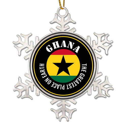 CowkissSign Ghana Metal Snowflake Ornaments - National Flag Xmas Tree Ornaments Ghana The Greatest Place on Earth Christmas Decorations Gift 3in Christmas Keepsake Metal Xmas Ornaments