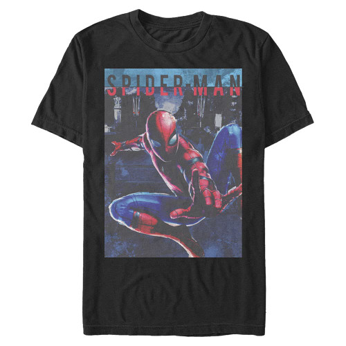 Marvel Men's Universe Spider Poster T-Shirt, Black, Large