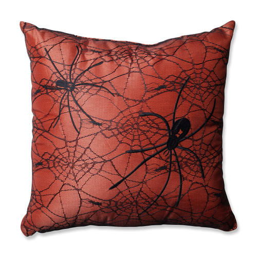 Pillow Perfect Indoor Halloween Spider Throw Pillow, 18" x 18", Orange