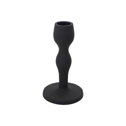 Creative Co-Op Textured Metal Taper Candle Holder, Black
