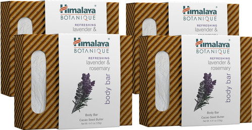 Himalaya Botanique Refreshing Lavender & Rosemary Body Bar for Calming Comfort and Ultra Moisturized Skin, 4.41 Oz, 4 Pack