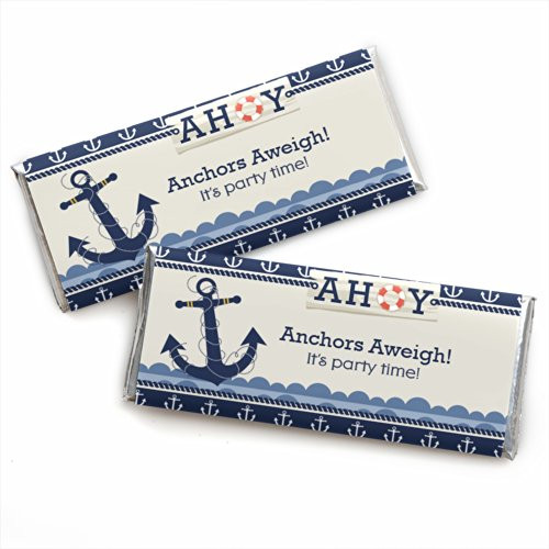 Ahoy - Nautical - Candy Bar Wrappers Baby Shower or Birthday Party Favors - Set of 24 Ahoy - Nautical - Candy Bar Wrappers Baby Shower or Birthday Party Favors - Set of 24
