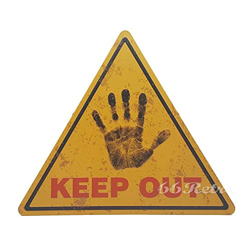 66Retro Keep Out, Embossed Triangle Metal Tin Sign, Warning Sign
